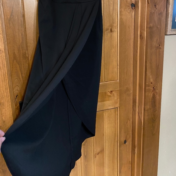 Lulu's Black Midi Cocktail Dress Size L Wrap front - Picture 4 of 7